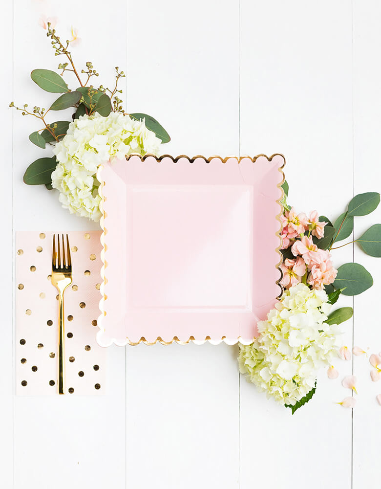 beautiful Blush Large Plates for Girls Birthday Party, Baby Showers