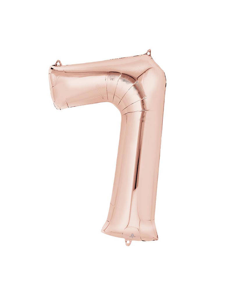 34 inches Large Number 7 Rose Gold Foil Mylar Balloon