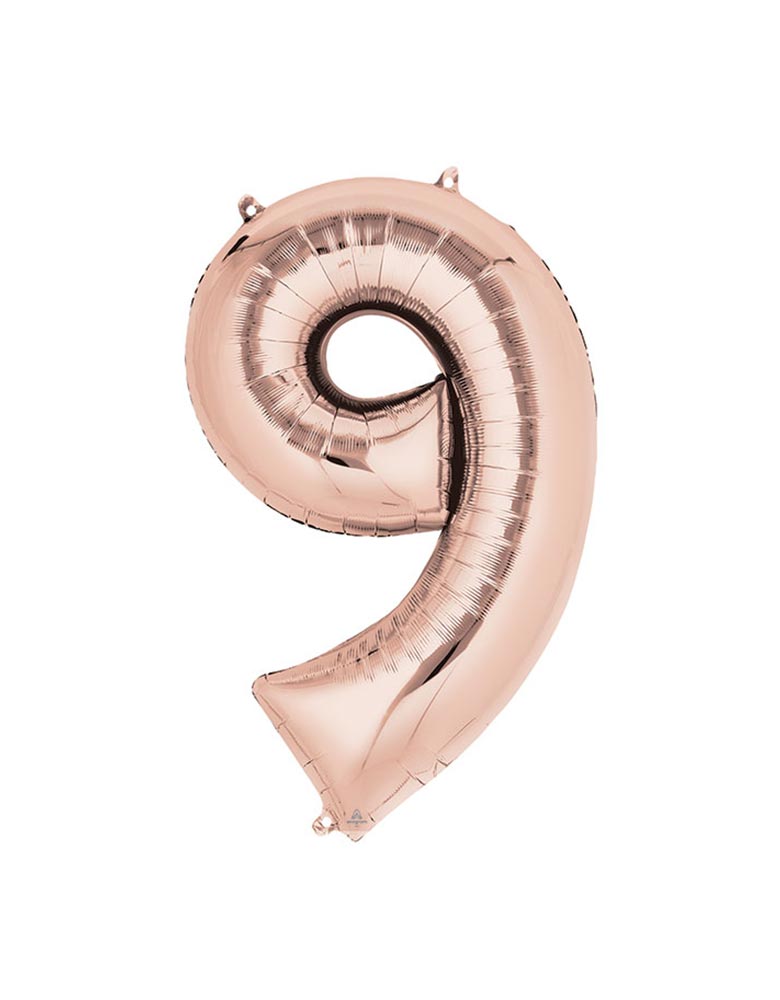 34 inches Large Number Rose Gold Foil Mylar Balloon #9