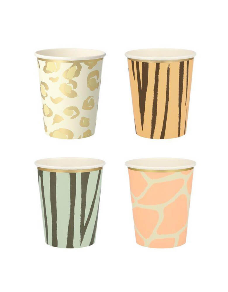 Meri Meri Safari Animal Print 9 oz Party Cups in 4 designs