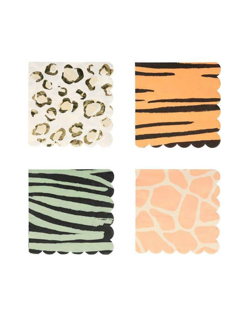 Meri Meri Safari Animal Print 5" Small Napkins in 4 designs