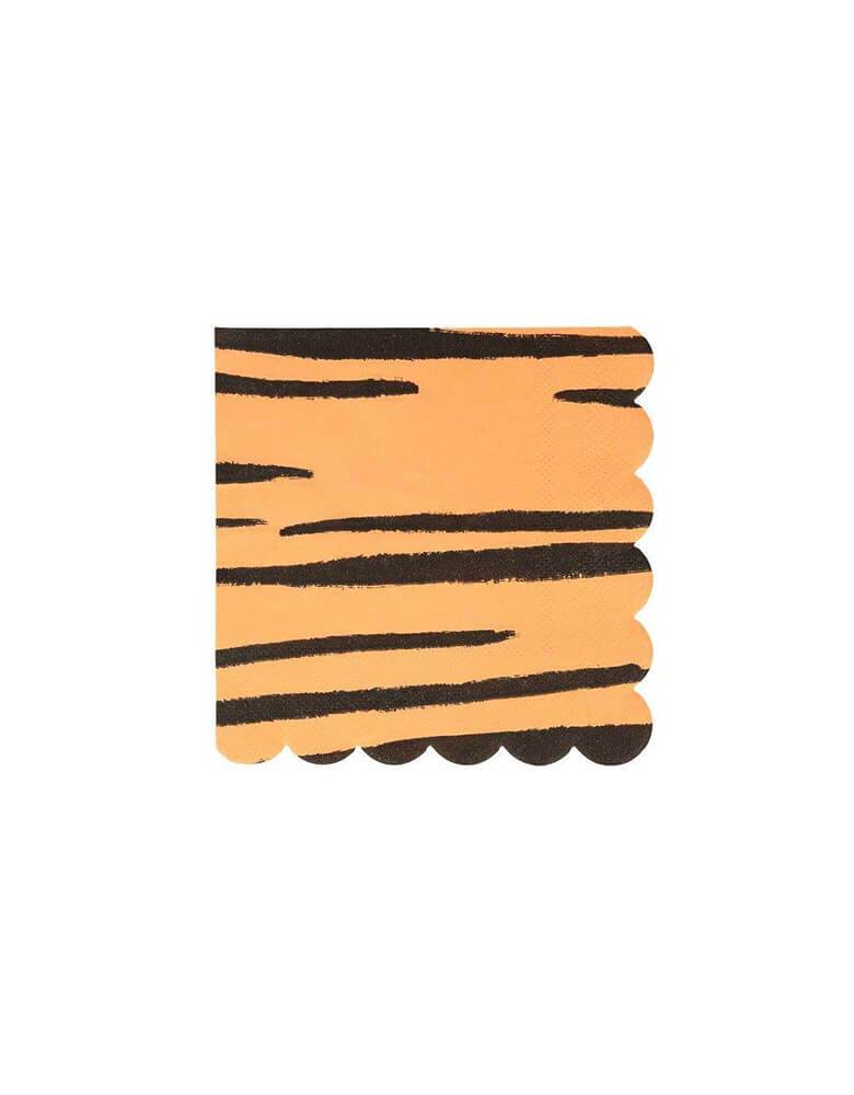 Meri Meri Safari Animal Print 5" Small Napkin in tiger stripes design