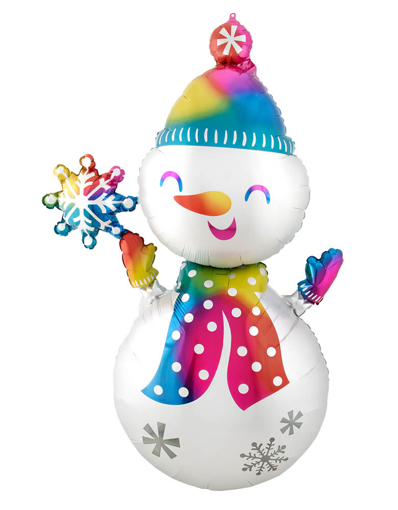 Anagram Balloons - 42037 Satin Infused Snowman Giant Multi-Balloon P70. Accent your Christmas & winter themed party with this 55" giant snowman foil mylar balloon.  The perfect balloon for your Christmas & winter party