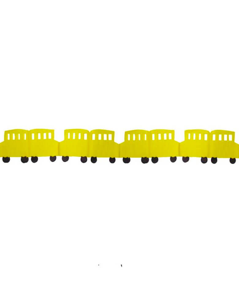 Devera School Bus Garland Tissue Decoration. Decorate your little one's back to school party or their classroom with this awesome 12 foot school bus garland decoration. Made in the USA