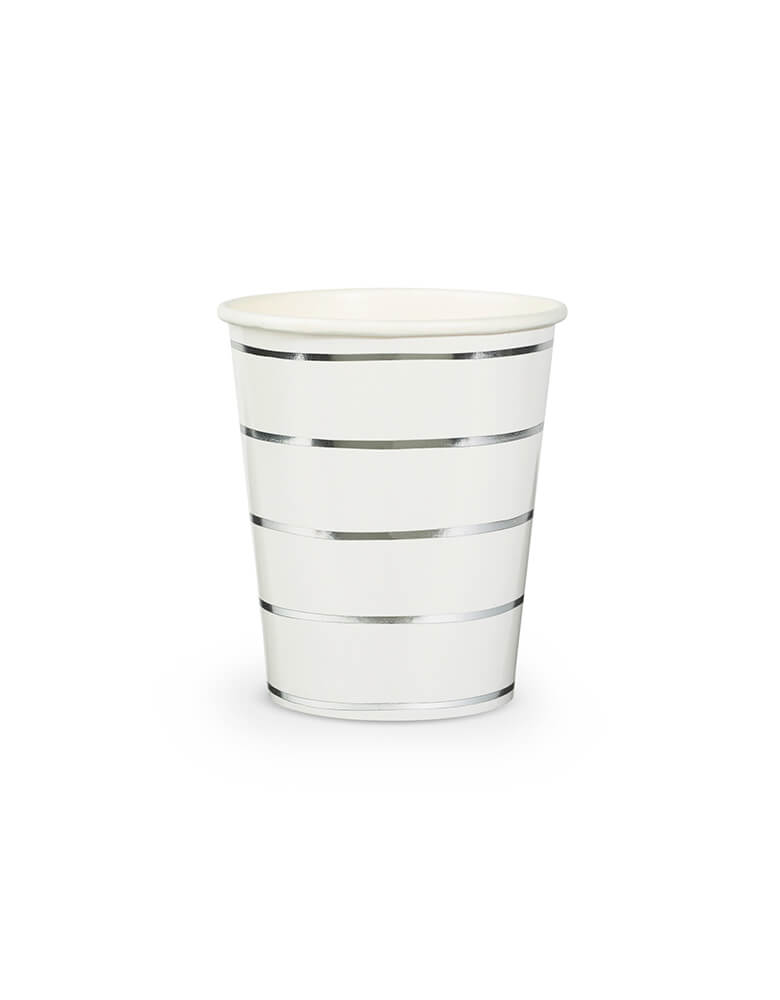 Daydream Society Frenchie Stripes 9oz Silver Striped Cups Set of 8