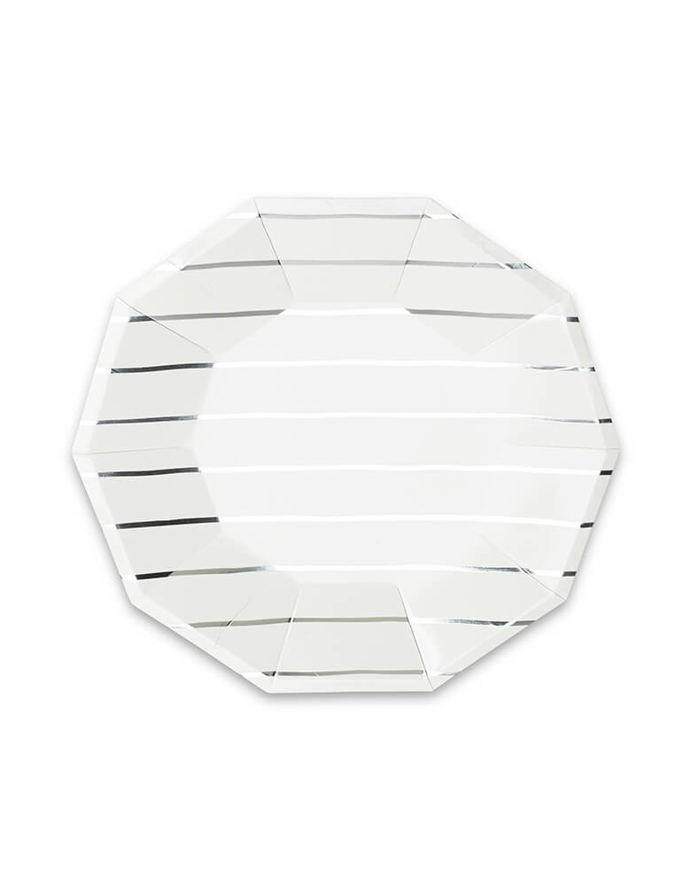 Daydream Society Frenchie Stripes Silver Striped Large Plates - Set of 8