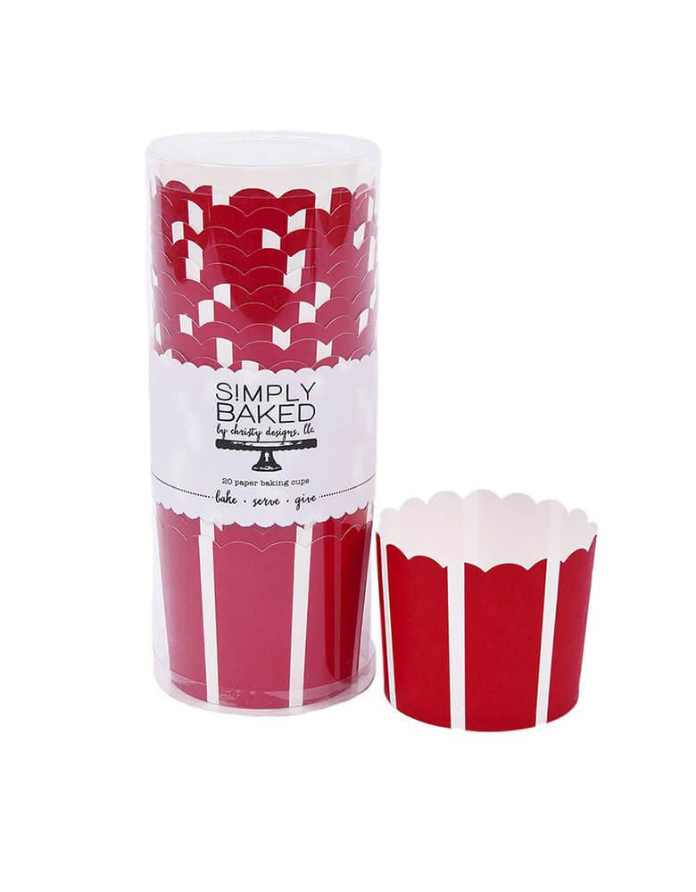 Simply-Baked-Scarlet-Vertical-Stripe-Food-Cups set of 20 perfect for  kids fire truck birthday party