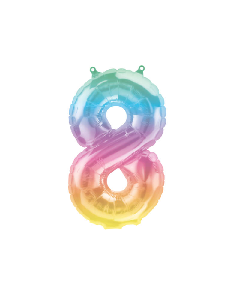 Northstar Balloons_16"_Small-Airfill-Only-Jelli-Rainbow-Number-8-Foil-Balloon