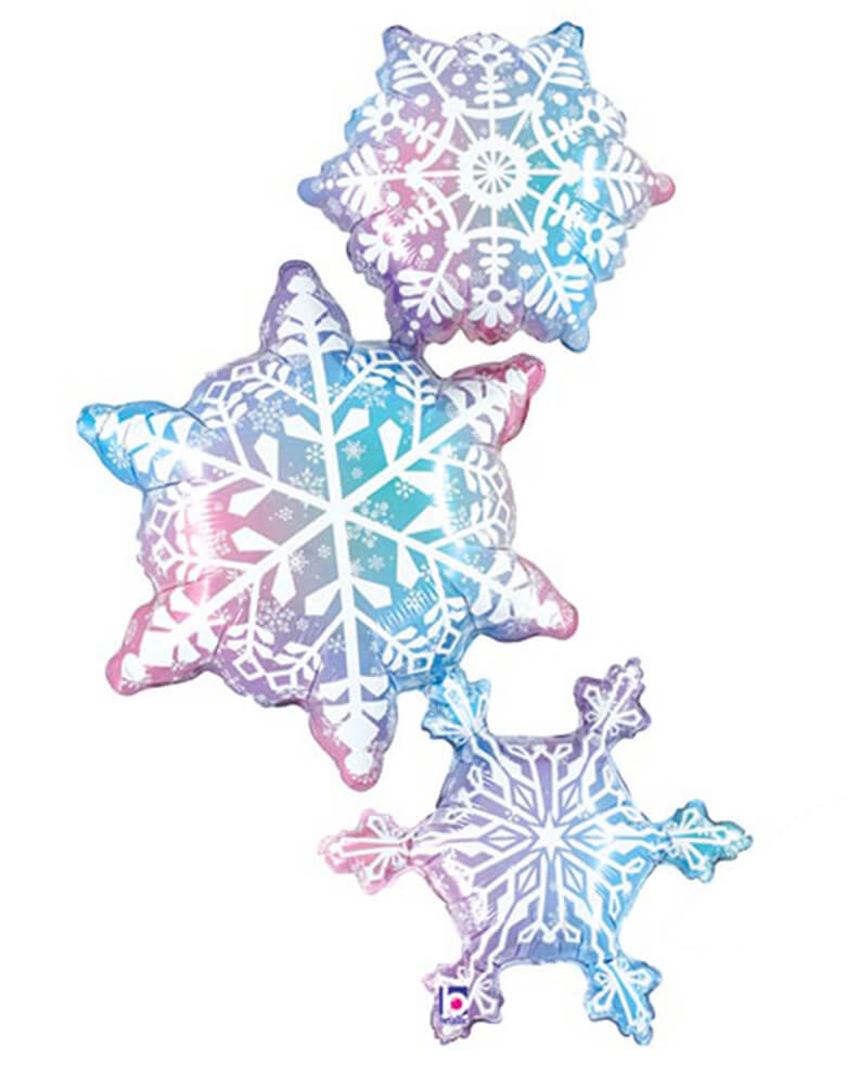 Betallic balloons - Snowflake Trio Cluster Foil Balloon.Featuring 50 inches die cut Double sided stacked snowflakes design