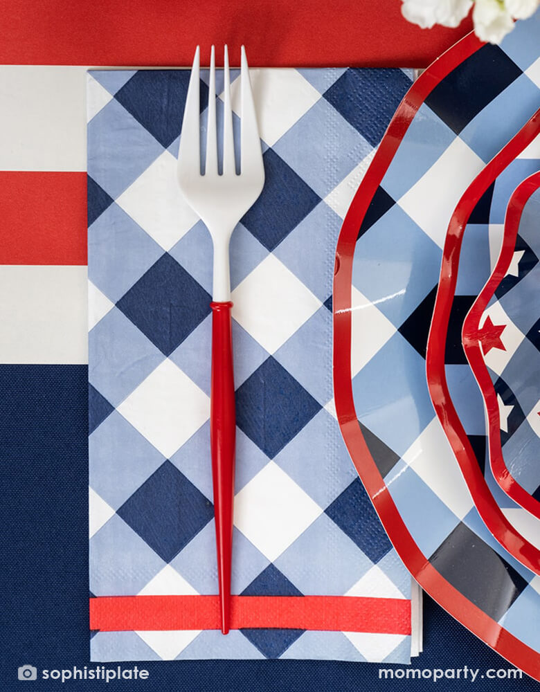 Red and White Cutlery Set (Set of 24)