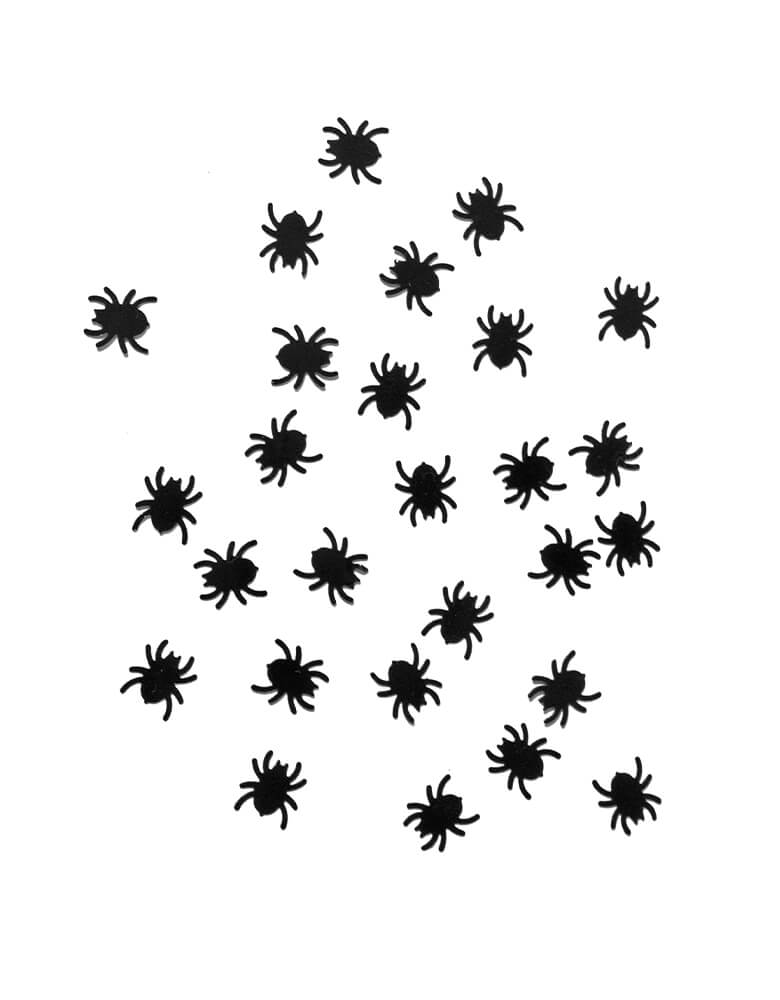 Party Deco Halloween Spider confetti with spider shape in black. Add some fun to your Halloween party by spreading this set of spider confetti to your table