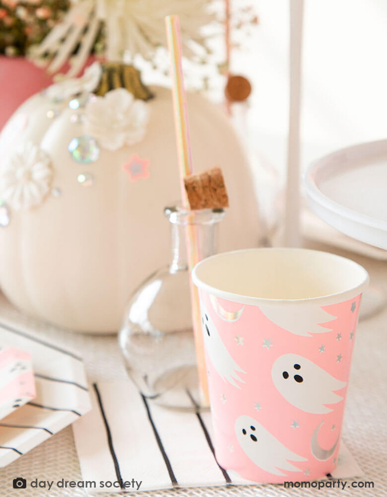 Pink Ghost Halloween PARTY CUPS Punch Drinks Dessert Ice Cream 