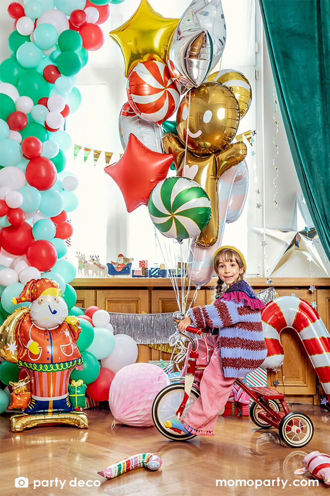 Junior Candy Cane Foil Mylar Balloon Set (Set of 5)
