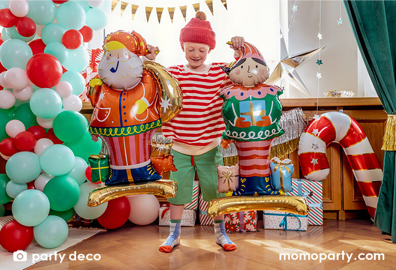 Red Candy Cane Foil Mylar Balloon