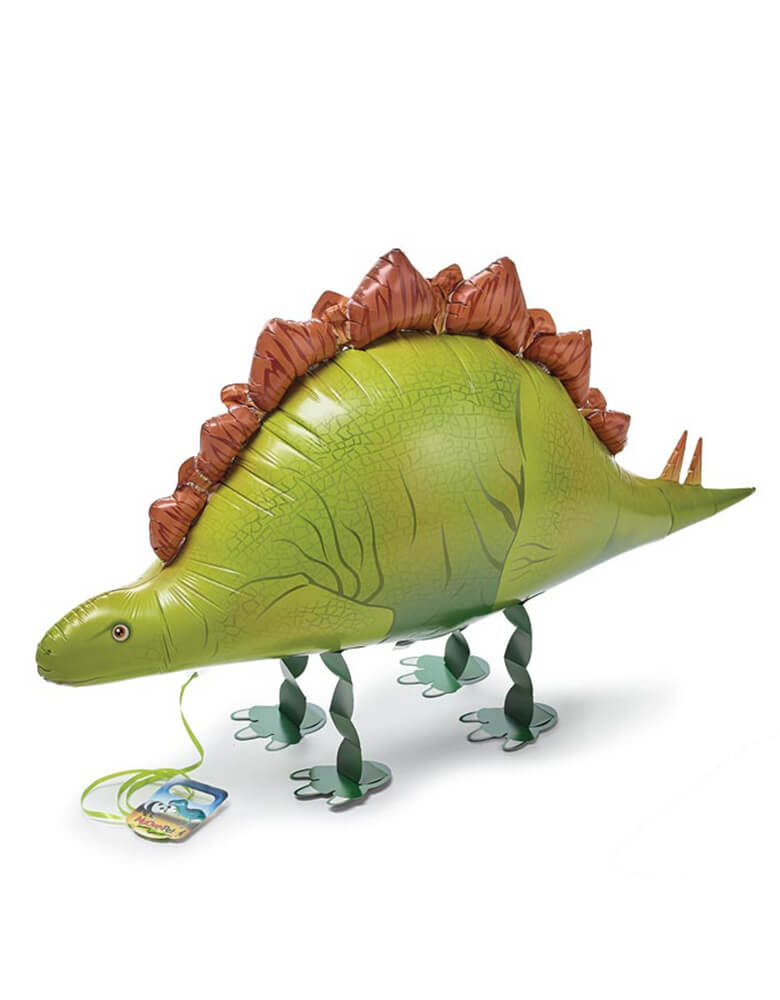 My Own Pet Balloon - 33 inches Stegosaurus My Own Pet Airwalker Foil Balloon. Bring the most adorable pet to your dinosaur party! The balloon come with a simple attachable ribbon leash and when you pull it by its lead, it walks along behind you.Let your little dino-fan walk their favorite pet around! It's perfect for a dinosaur themed first birthday!