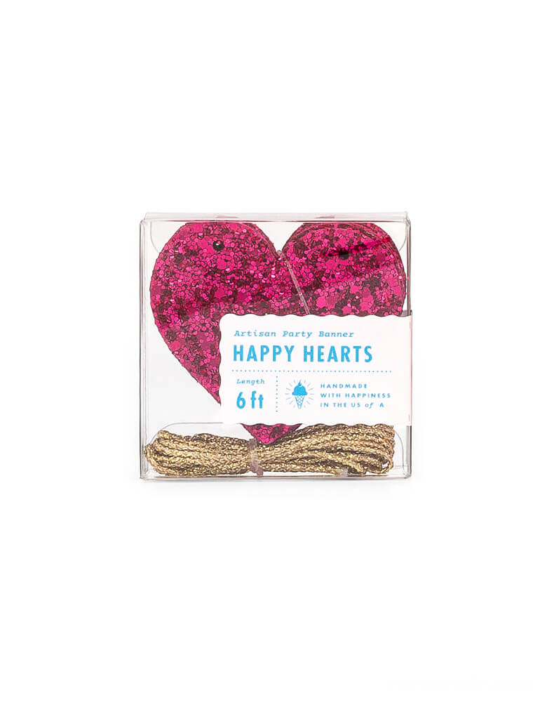 Studio-Pep Happy Hearts Banner in Wildberry Glitter. This glittered heart sharped banner in adorable wildberry color is simply gorgeous! It's hand-pressed and is cut from high quality, neon-edge vinyl. It's perfect for decorating your mantle or the little one's shelves in the playroom! 