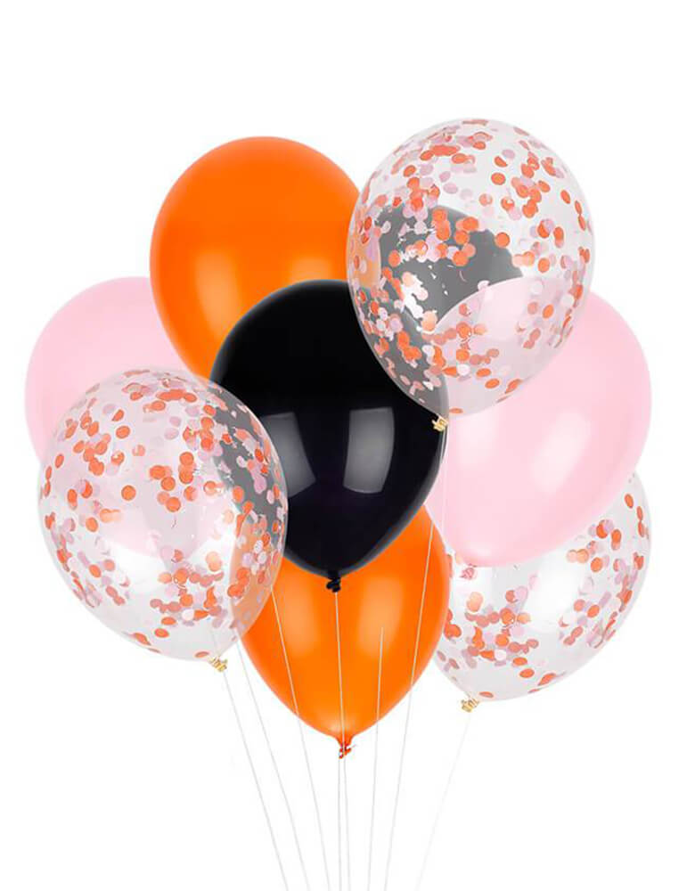 Studiopep Boo-Classic-Balloons. Mix with orange, pink and black 12 balloons (9 solid colored balloons + 3 pre-filled confetti balloons). Pink and orange are our new Halloween favorites! Add in some iridescent ghost dust and classic black and you're ready to throw a spooktacular party.