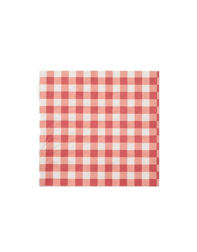 Coterie - Summer Picnic Small Napkins. Pack of 25 Size: 5 x 5 inches folded.These red-and-white gingham napkins are perfect for summer backyard barbecues, or as an addition to your 4th of July picnic basket!