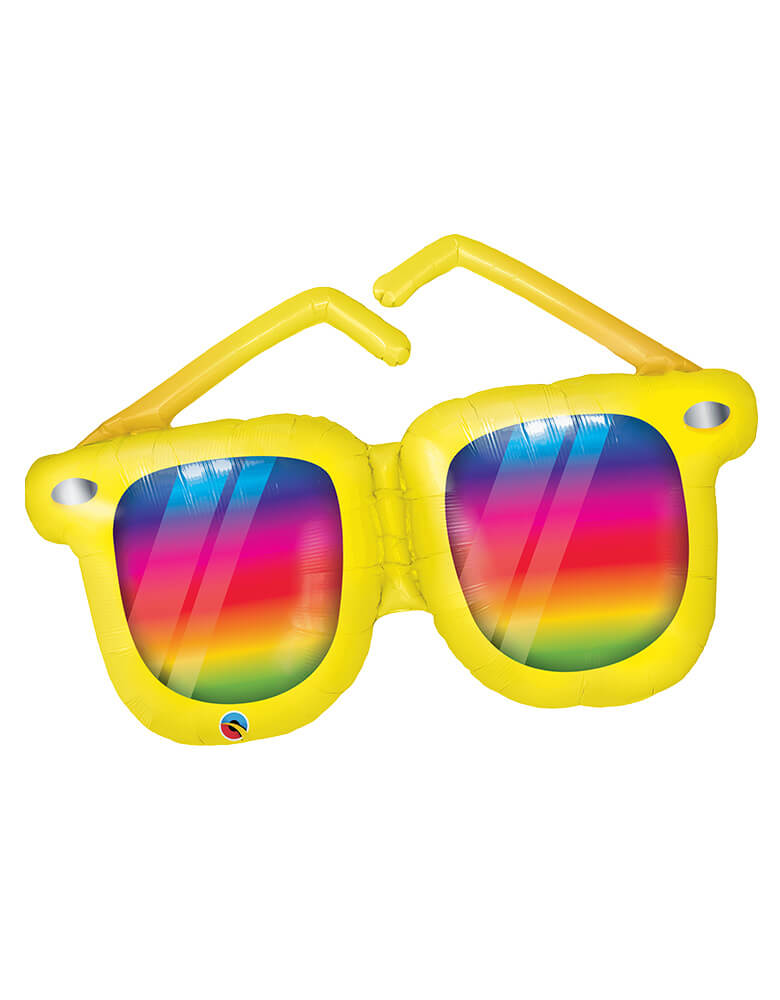 Qualatex 42" Sunglasses Rainbow Stripes Shape Foil Balloon