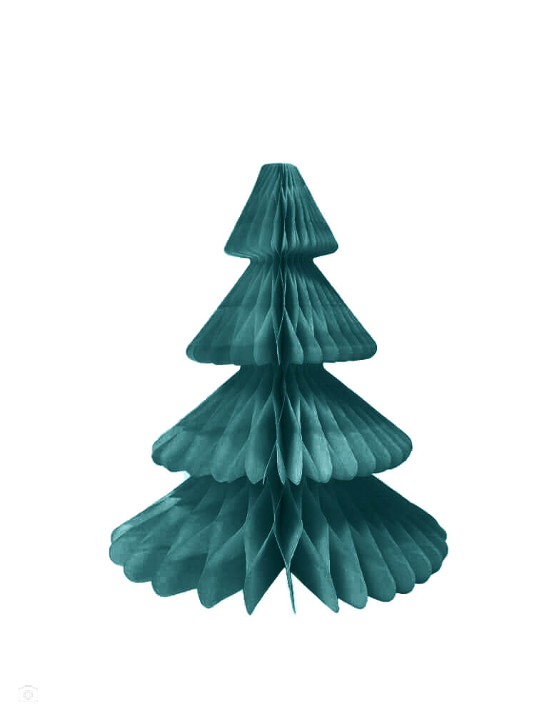 Devra Party Honeycomb Paper Christmas Tree decoration in Teal color, 12 inch, Made in the USA with high quality tissue paper. This tissue paper tree will look so adorable for either your Holiday decoration at home or your Christmas event, woodland themed party, train themed party, camping themed party. use it as room decor, table centerpiece, or put them on top of the mantel. Sold by Momo party store provided modern party supplies, boutique party supplies, chic holiday party supplies