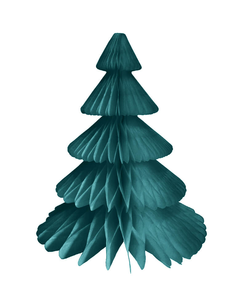 Devra Party Honeycomb Paper Christmas Tree decoration in Teal color, 17 inch, Made in the USA with high quality tissue paper. This tissue paper tree will look so adorable for either your Holiday decoration at home or your Christmas event, use it as room decor, table centerpiece, or put them on top of the mantel. Delight your cozy pastel holiday with modern unique designed paper tree. Sold by Momo party store provided modern party supplies, boutique party supplies, chic holiday party supplies