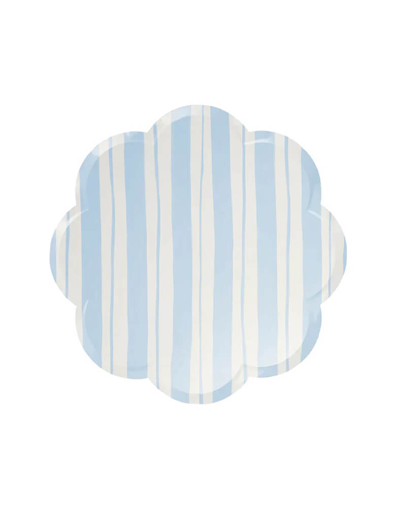 Momo Party's 8.5 x 8.5 inches ticking stripe side plates by Meri Meri, comes in a set of 8 in 3 colors of dusty pink, blue and dusty mint, these plates are reminiscent of sun loungers, perfect to add a summery feel to any party. Not only are they practical, but they are an effective way to decorate your table too.