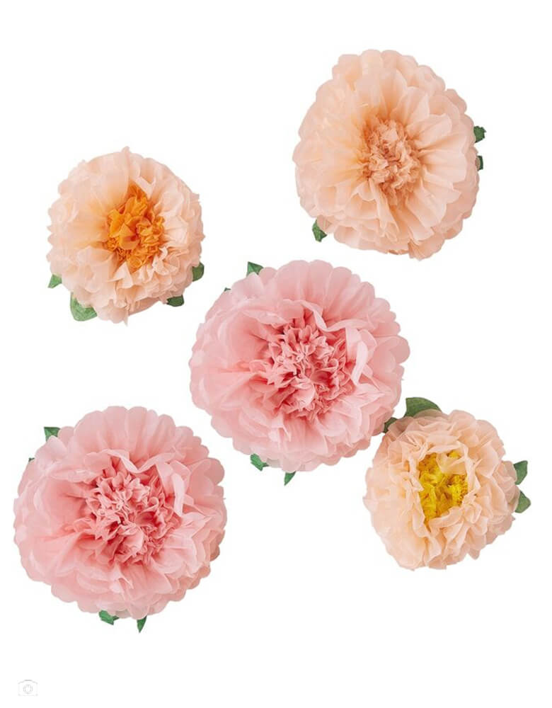 3D Pink, Peach and White Paper Flowers Photography Backdrop, Spring,  Floral, Cardboard, Easter, Large, Pastel, Cake Smash, Valentine's Day