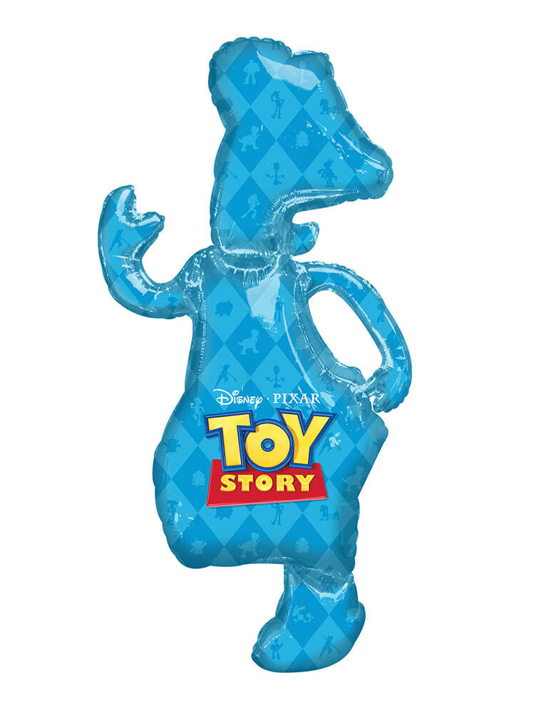 The back of Anagram Balloons Toy-Story-44"-Cowboy Woody-Foil-Balloon in blue background