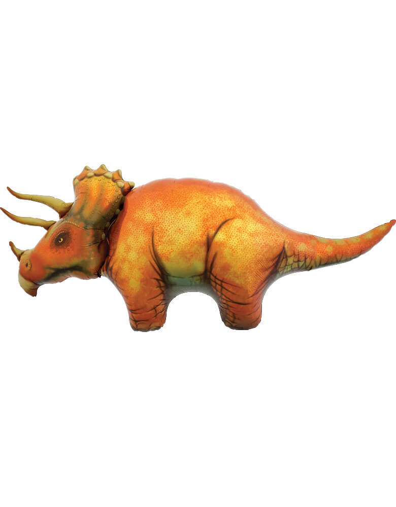 Large Dinosaur Balloon - Triceratops Shape - Orange Giant Jumbo Mylar Foil Balloon
