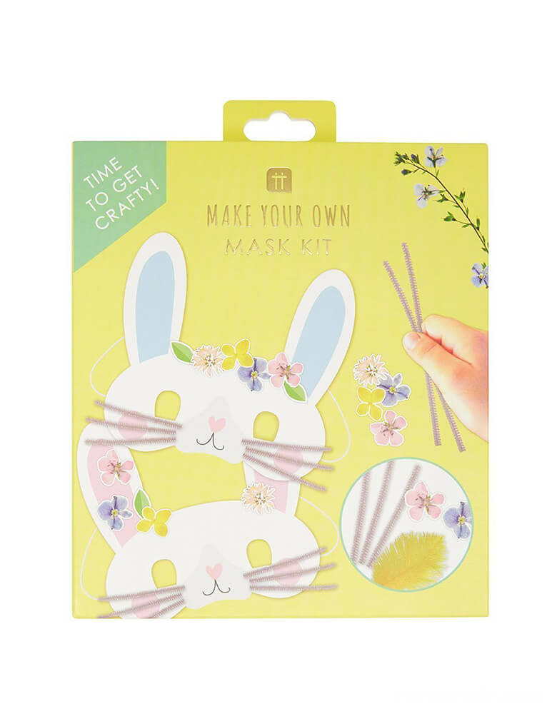 Talking Tables - Truly Bunny Easter Mask Making Kit. Decorate a bunny rabbit, lamb or cute chick face shaped mask with the included stickers, pom poms, pipe cleaners and feathers. A fun indoor craft activity for kids whilst at home this spring. Easter Activities for kids, Easter kit
