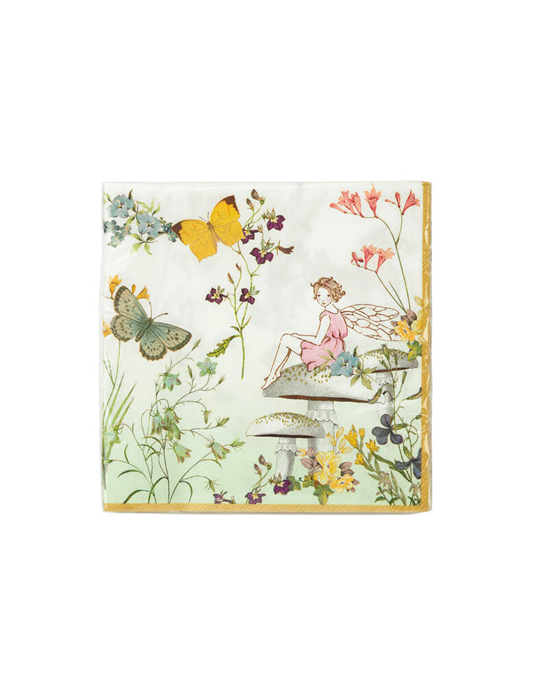 Talking Tables - Truly Fairy Napkins. Featuring a pretty setting with a friendly fairy, butterflies and delicate flowers, these napkins are perfect for a birthday party fit for a birthday fairy!