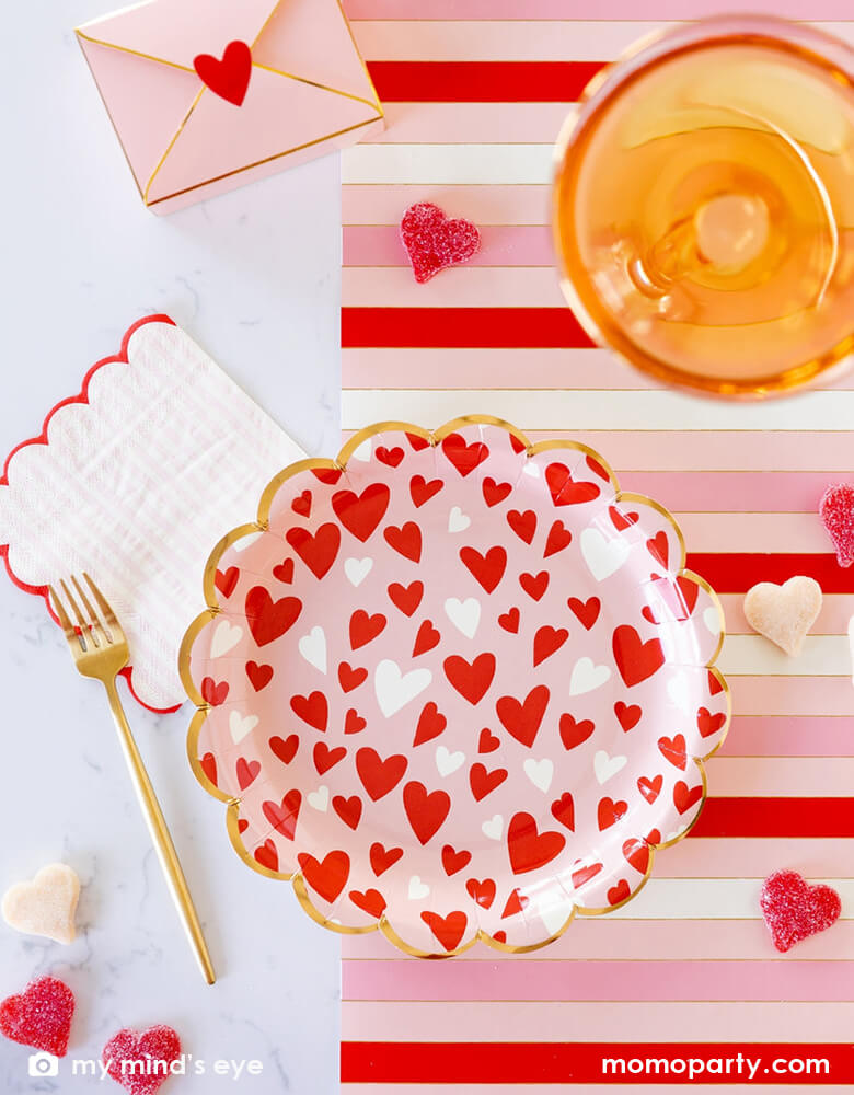 Valentine Heart Scatter Scalloped Plates (Set of 8)