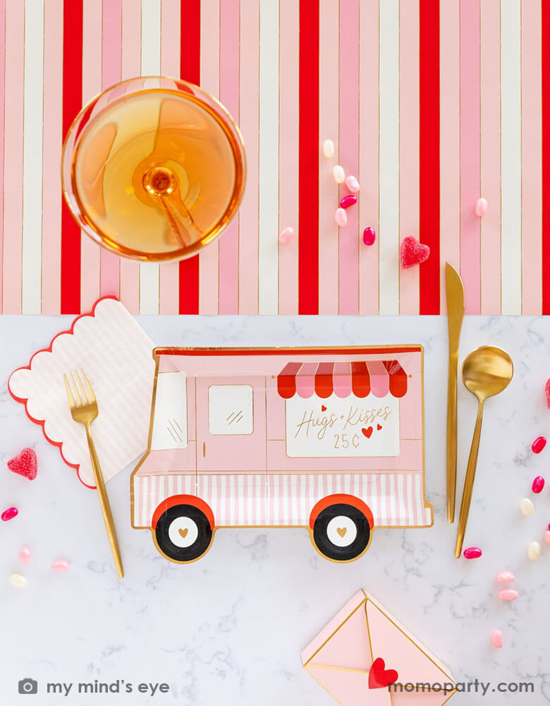 Red Striped Paper Table Runner