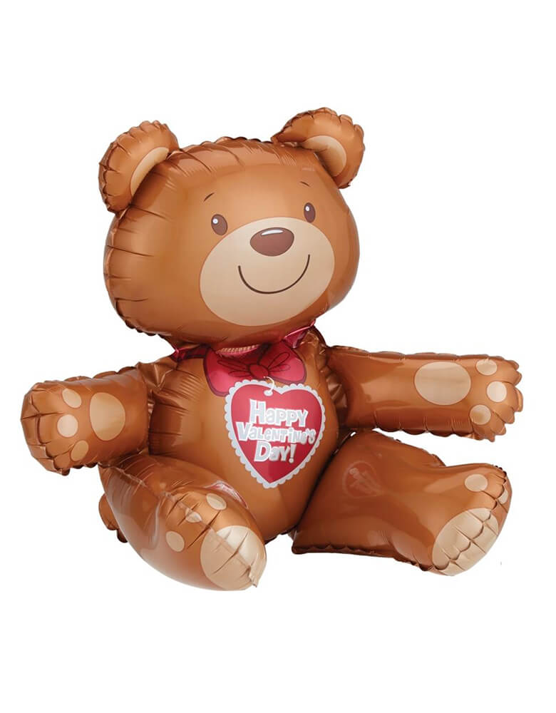 Anagram Balloons - Valentine's Day Sitting Teddy Bear Foil Balloon. This happy Teddy Bear air-inflated balloon with open huggy arms is an adorable addition to your Valentine's Day celebration . It is perfect for a centerpiece decoration, or as part of an organic balloon arch or balloon display.