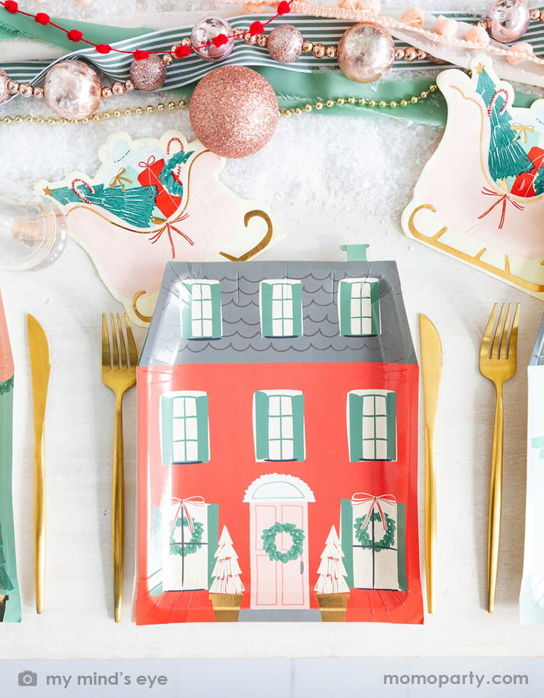 Village Christmas House Shaped Plates (Set of 8)