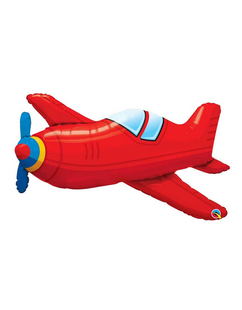 Qualatex 36" Vintage Airplane Foil Balloon in red for airplane themed kids party and baby shower