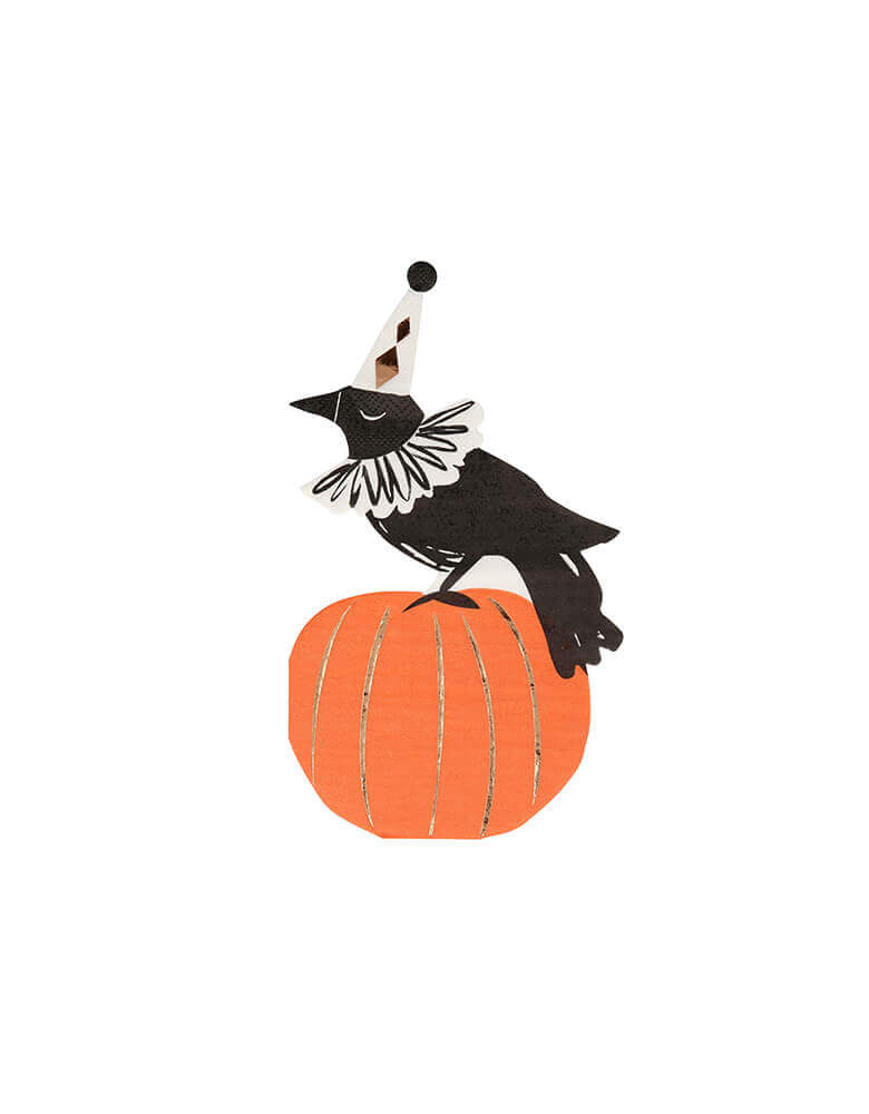 Meri Meri Vintage Halloween Crow Napkins. These crow napkins that are finished with copper foil detail for a stylish shine are more charming than chilling, and will look fabulous on your Halloween party table.