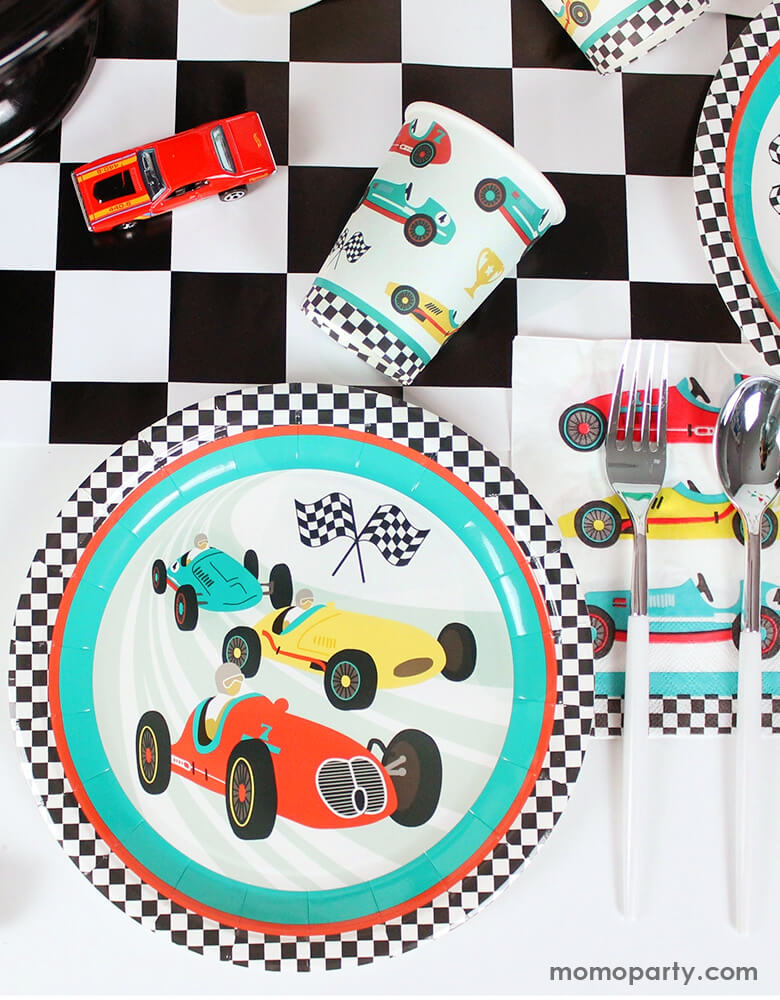 Vintage Race Car Round Plates (Set of 12)