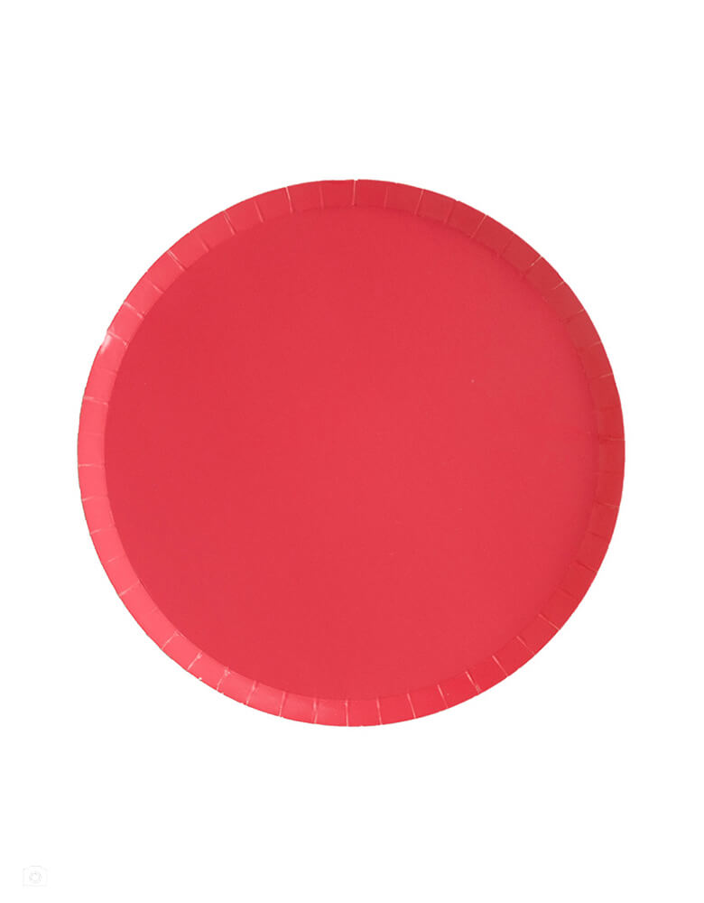 Momo Party's Watermelon Red Dessert Plates by Jollity & Co. This 8 inches round paper plate in watermelon Red color, featuring delicate low profile rim with a flat base, it’s perfect for mix and match for everyday celebration occasions!