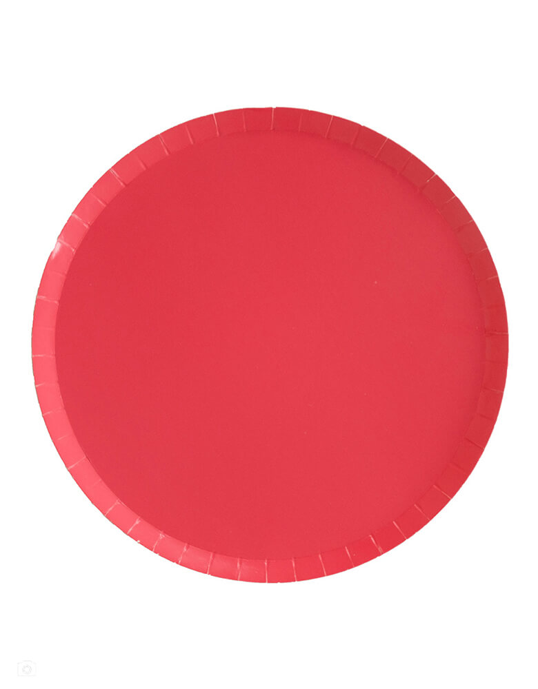 Momo Party's Watermelon Red Dinner Plates by Jollity & Co. This 10 inches round paper plate in watermelon Red color, featuring delicate low profile rim with a flat base, it’s perfect for mix and match for everyday celebration occasions!