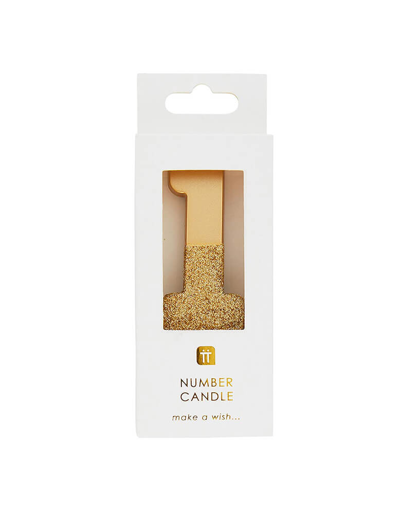 We Heart Birthday Glitter Candle - Gold