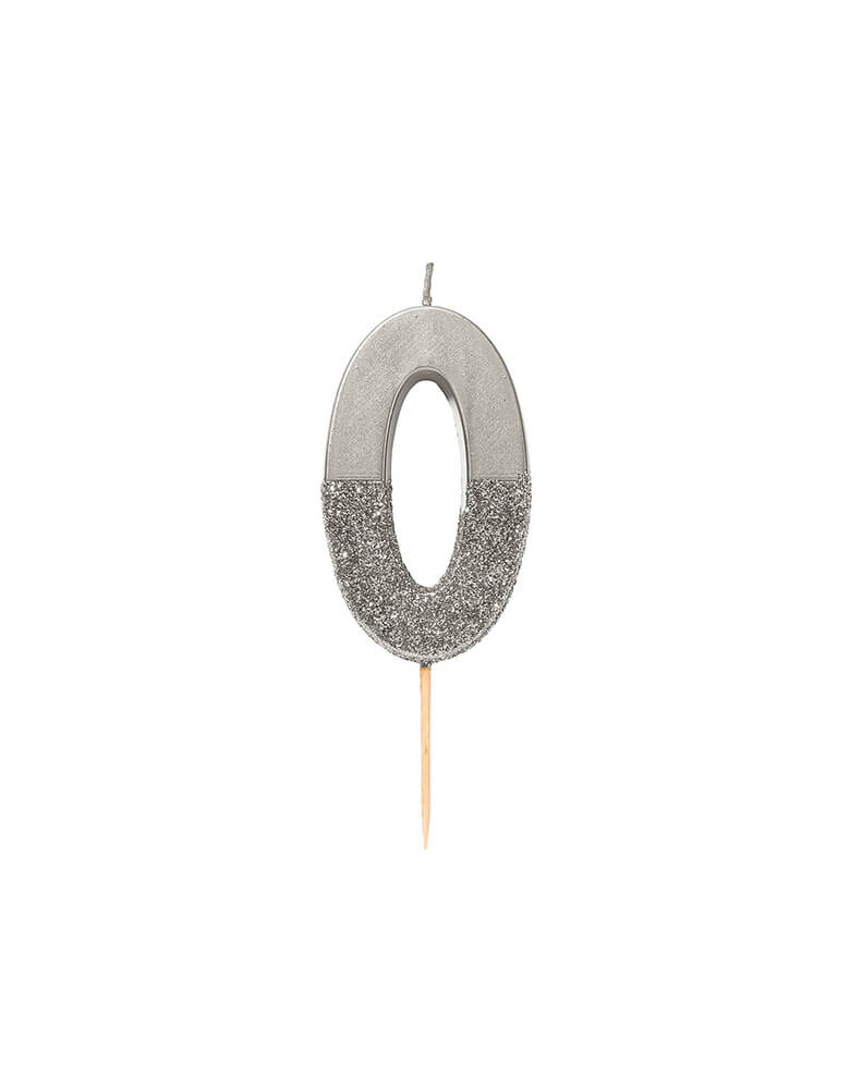 Talking Tables We Heart Birthday Glitter Candle - Silver Number 0