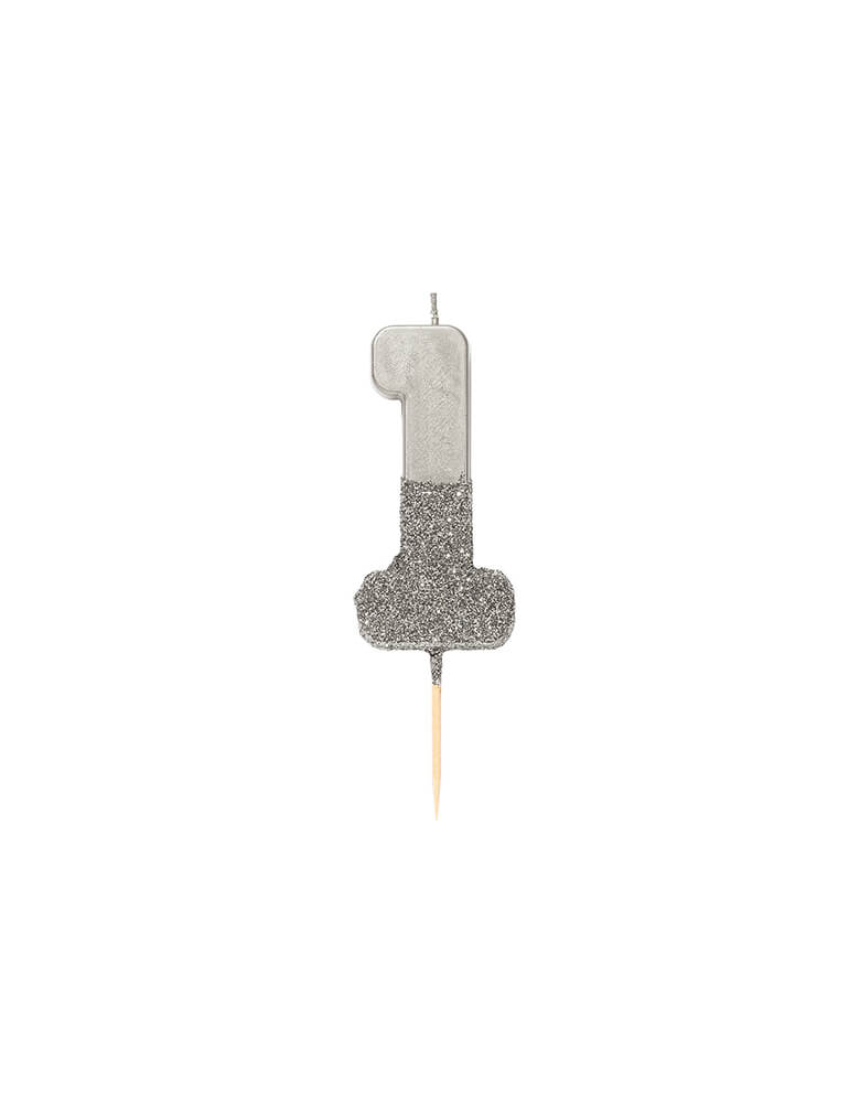 Talking Tables We Heart Birthday Glitter Candle - Silver Number 1