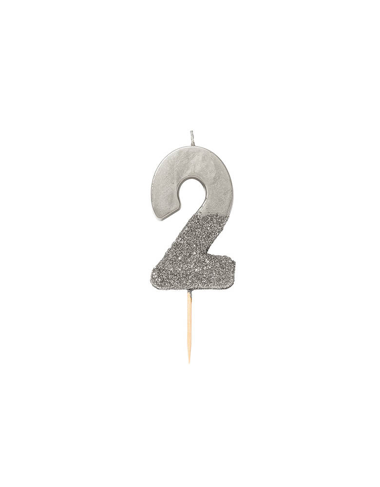 We Heart Birthday Glitter Candle - Silver