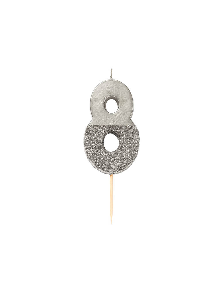 We Heart Birthday Glitter Candle - Silver