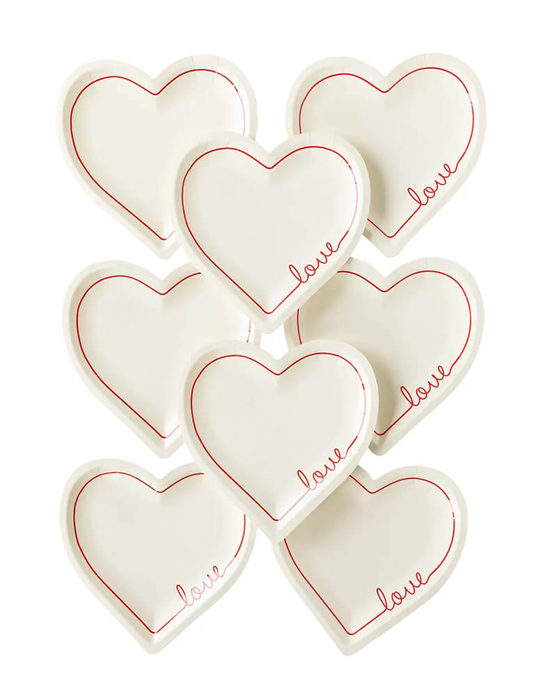 White Love Heart Shaped Plates (Set of 8)