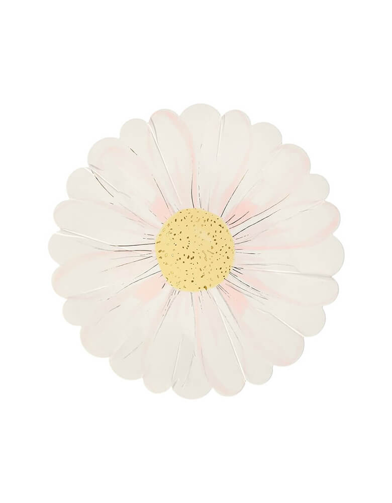 Meri Meri Wild Daisy Plates. These plates are crafted in the shape of a daisy, with a delightful border and shiny gold foil details for a fabulous effect. These beautiful daisy plates will add a touch of spring to your celebration, no matter what the weather. They are perfect for a garden party, birthday or engagement.