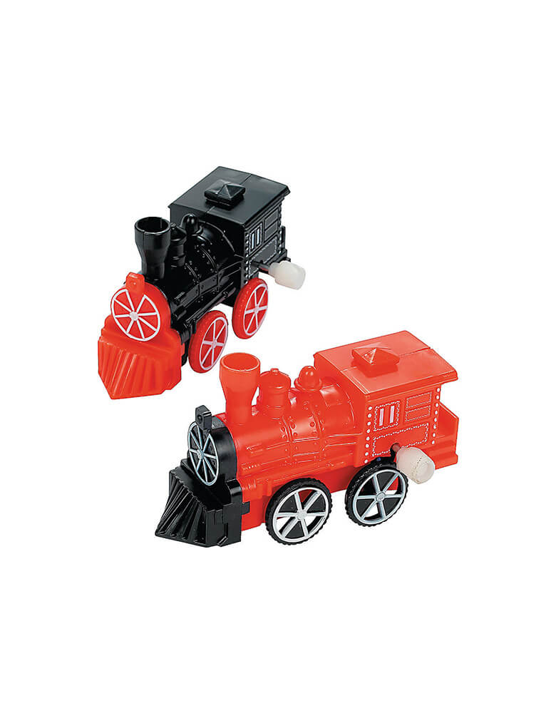 Oriental Trading Company Red and black windup toy trains, perfect goodie bag fillers for kids train themed birthday party 