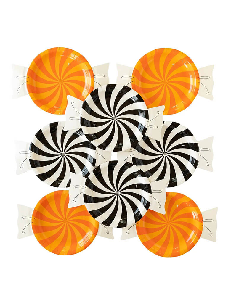 My Mind's Eye Witching Hour Candy Shaped plates featuring black and orange will look fa-boo-lous at any Halloween gathering!