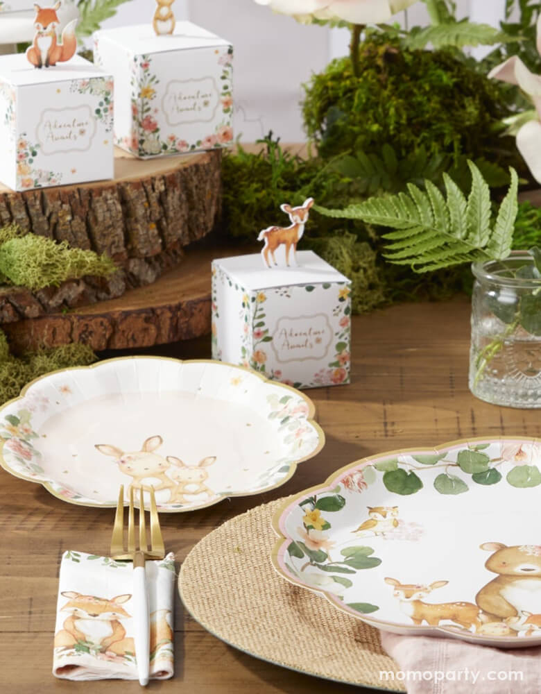 Woodland Baby Small Paper Plates - Pink (Set of 16)